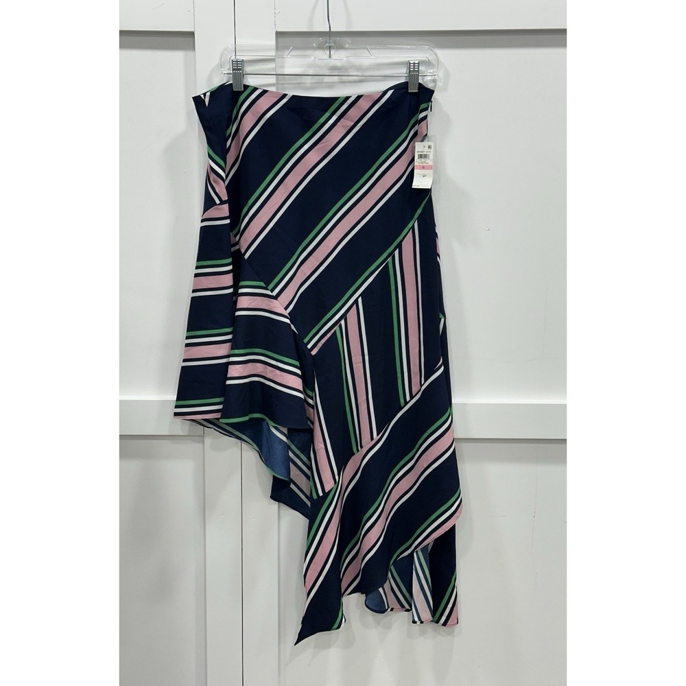 BAR III Womens Asymmetrical Striped Lightweight Flowing Summer Skirt Size 10 NWT